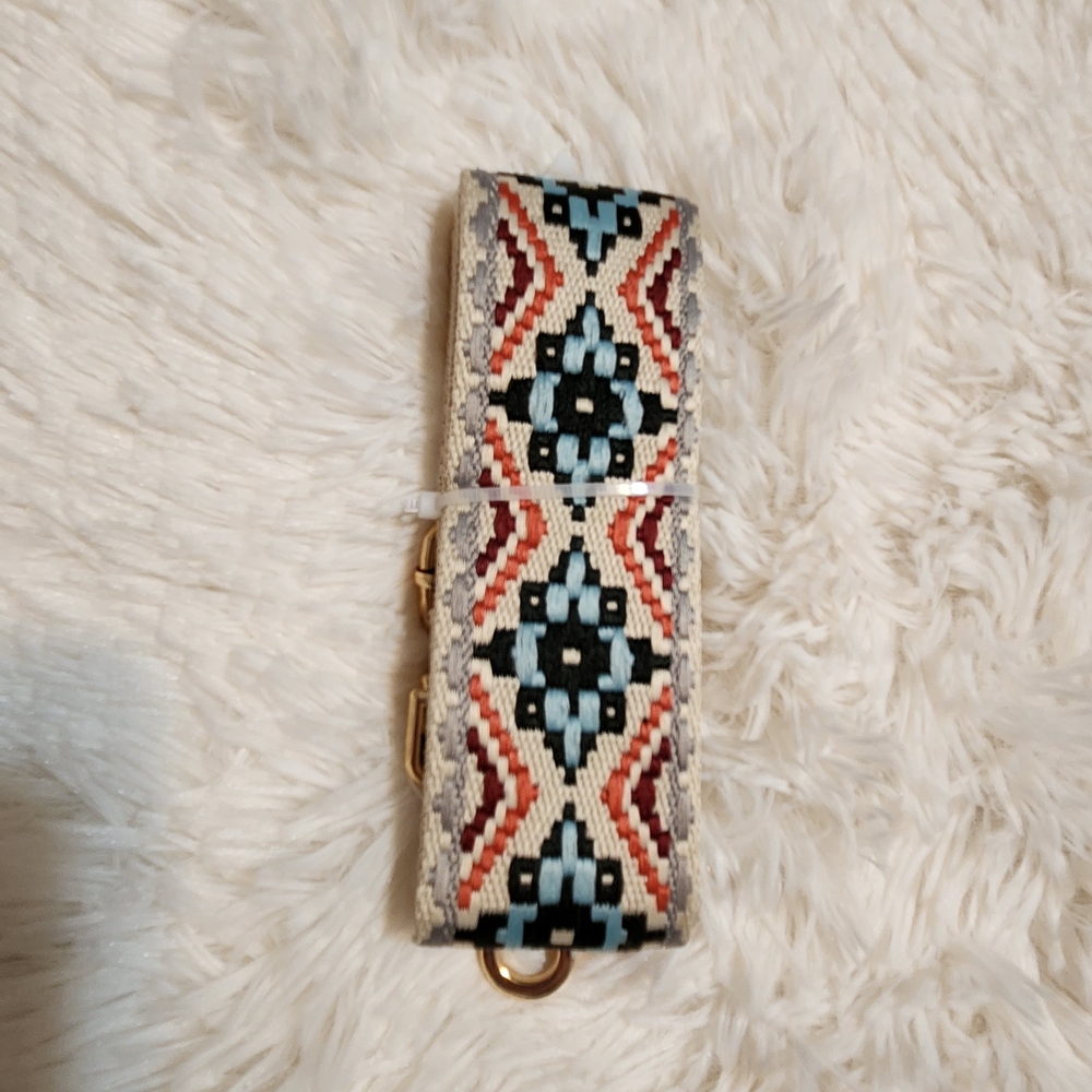 Adjustable Boho Patterned Bag Strap with Gold Hardware - Picture 2 of 2